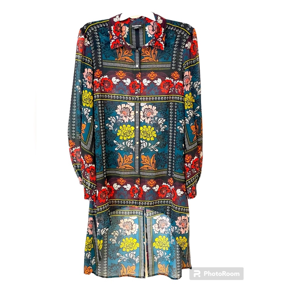 Bebe semi-sheer hi-low tunic